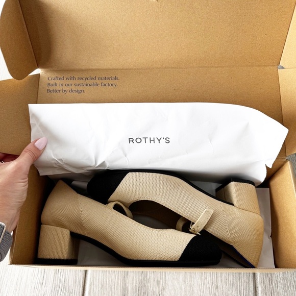 Rothy's Beige and Black Heels - Picture 6 of 9